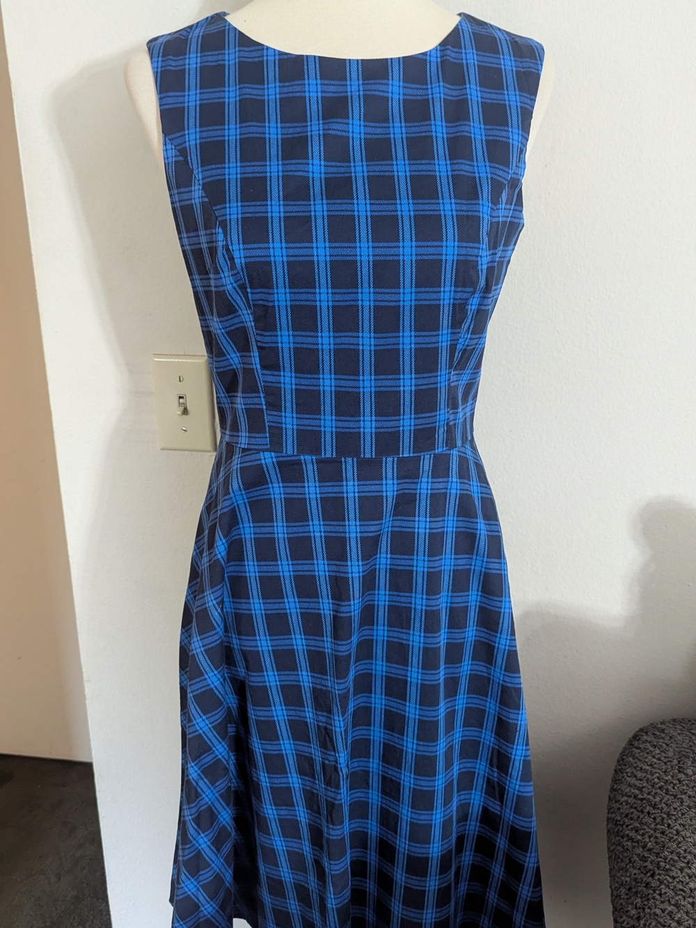 Hanpceirs Blue Plaid Vintage Style 1950s Swing Dress - Picture 2 of 10